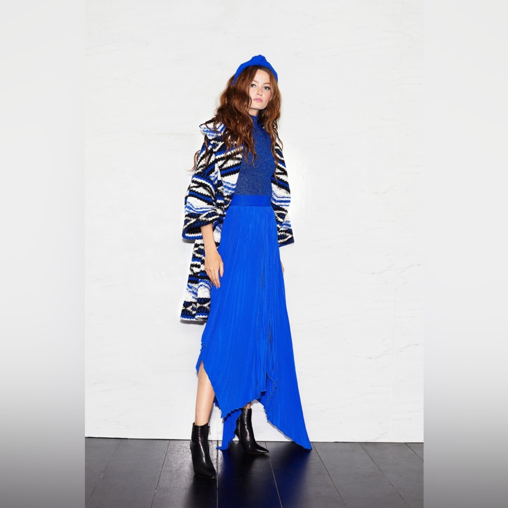 Alice+Olivia NWOT Pleated Assymetrical Midi Skirt